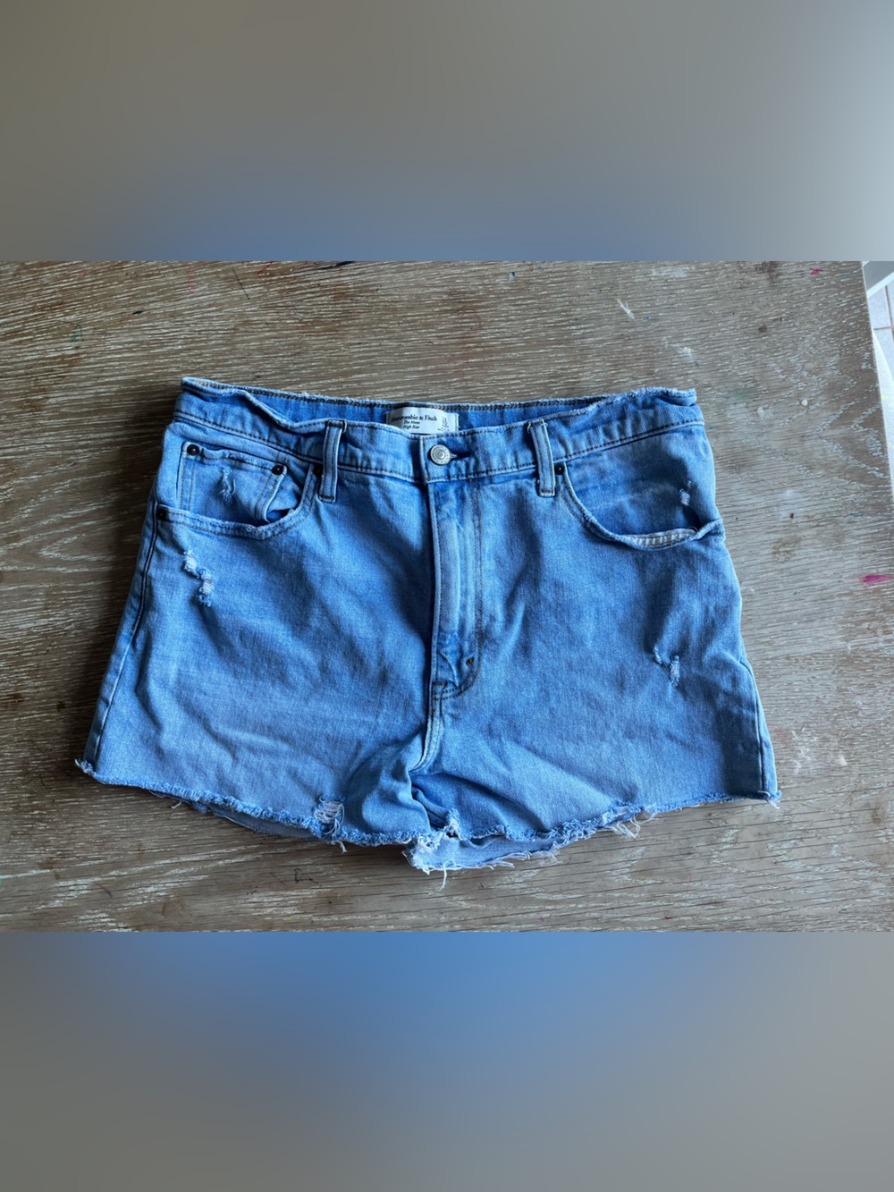 Abercrombie & Fitch Light Blue Distressed Denim Cutoff Shorts